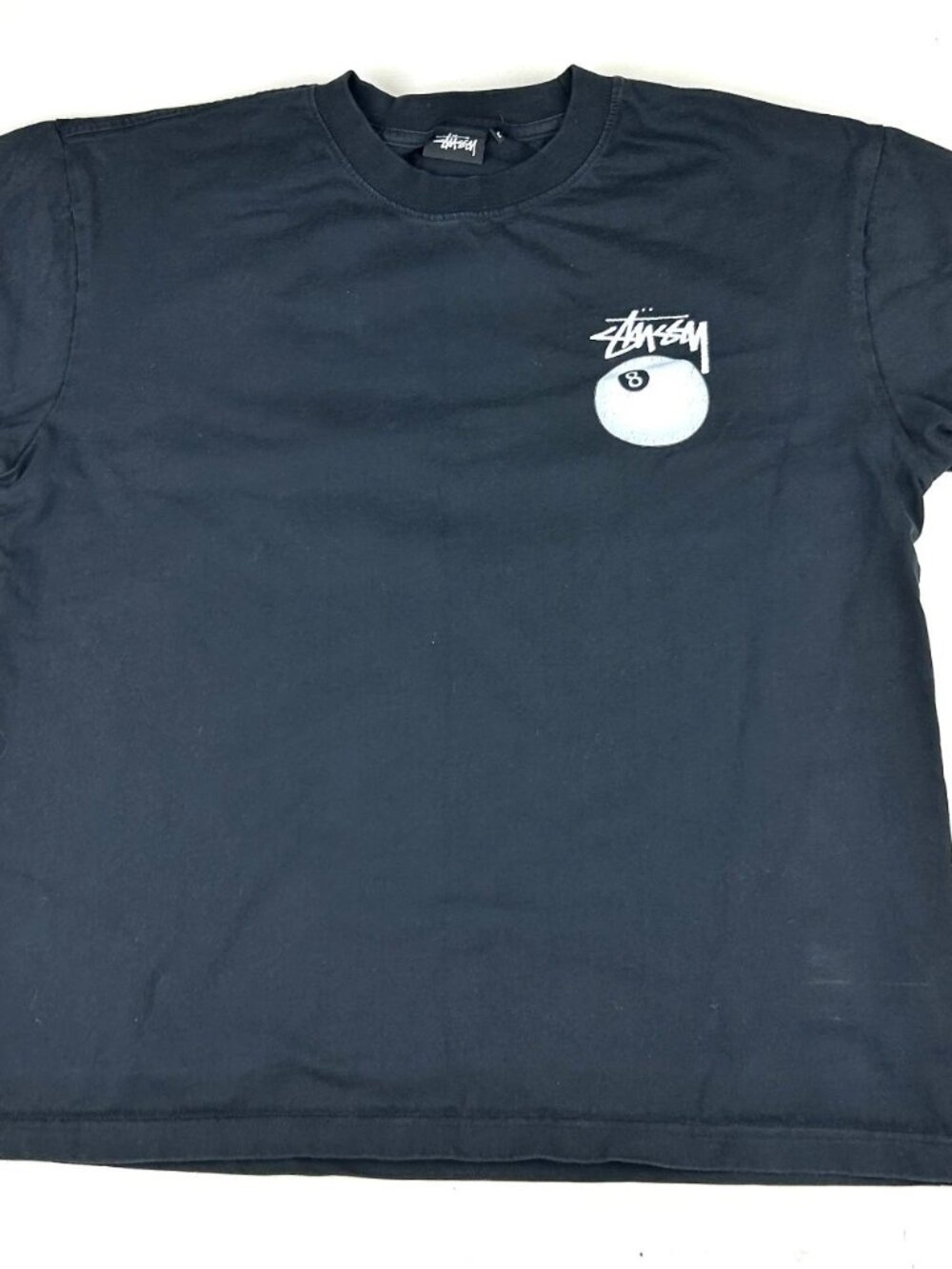 Stussy 8 Ball T-Shirt Mens L Black Graphic Tee 100% Cotton